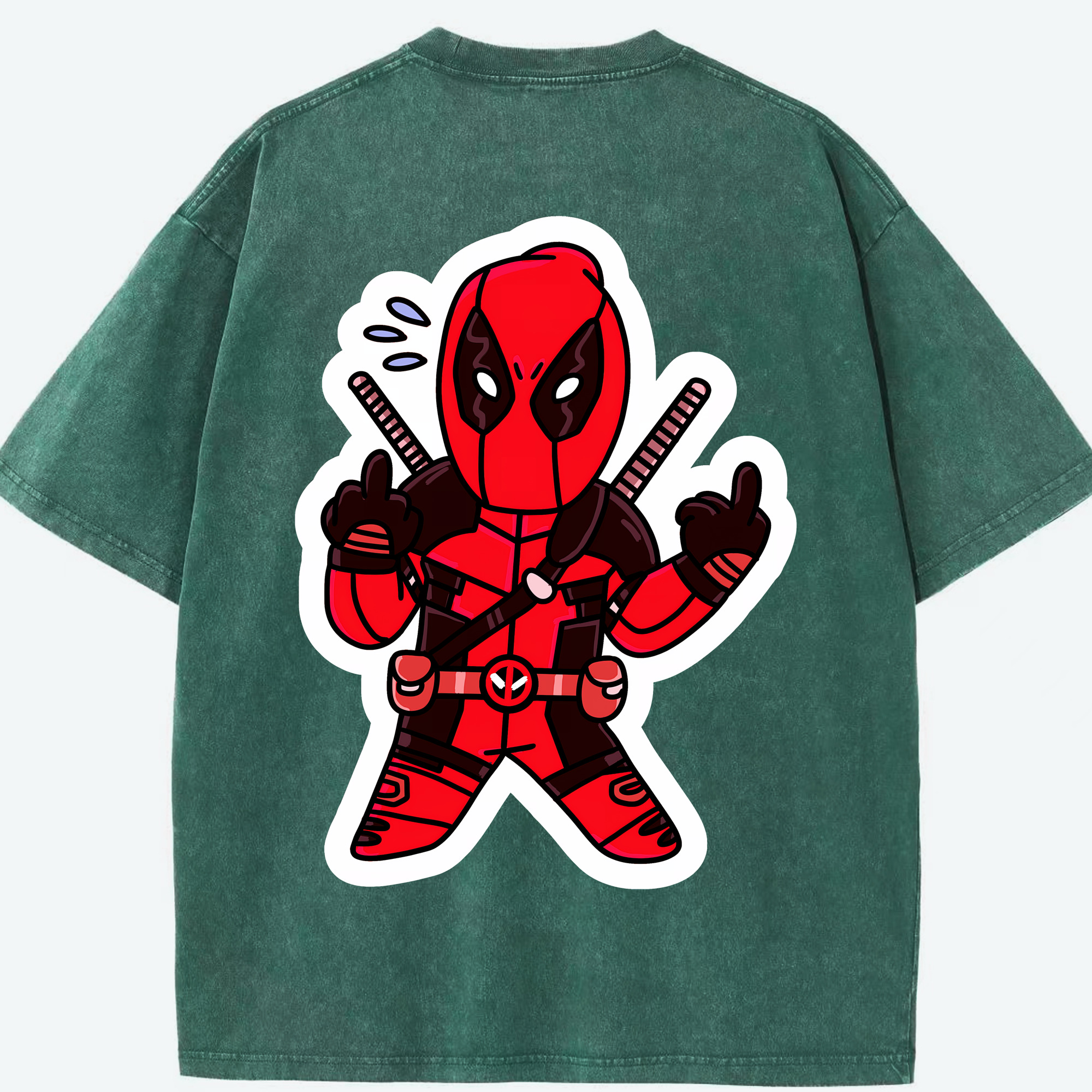 （画像用） Deadpool デッドプール 綿100% ヴィンテージ風 半袖Tシャツ（背面プリント）